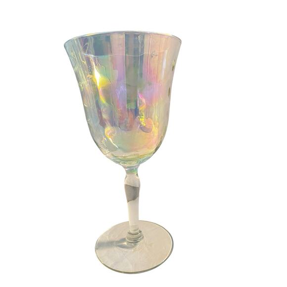 6 Fostoria Crystal Pearl Shell Iridescent Wine Glasses Loop Optics - Picture 15 of 15